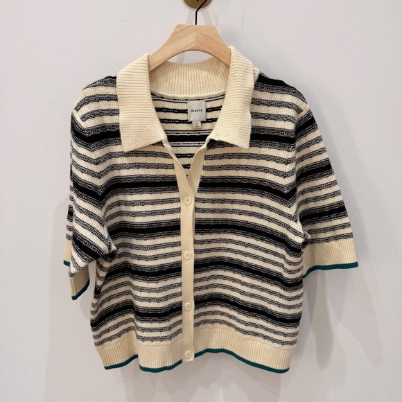 Anthropologie Maeve Kinsley Collared Striped Cardigan - Picture 2 of 4